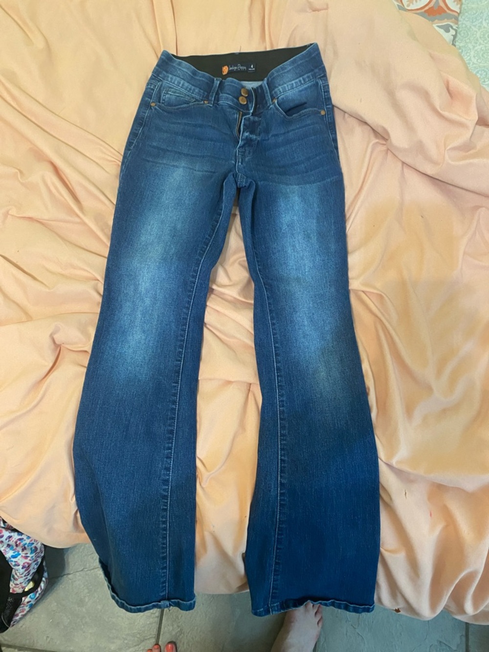 Women's Dark Blue Bootcut Jeans - Classic Stretch Denim 4